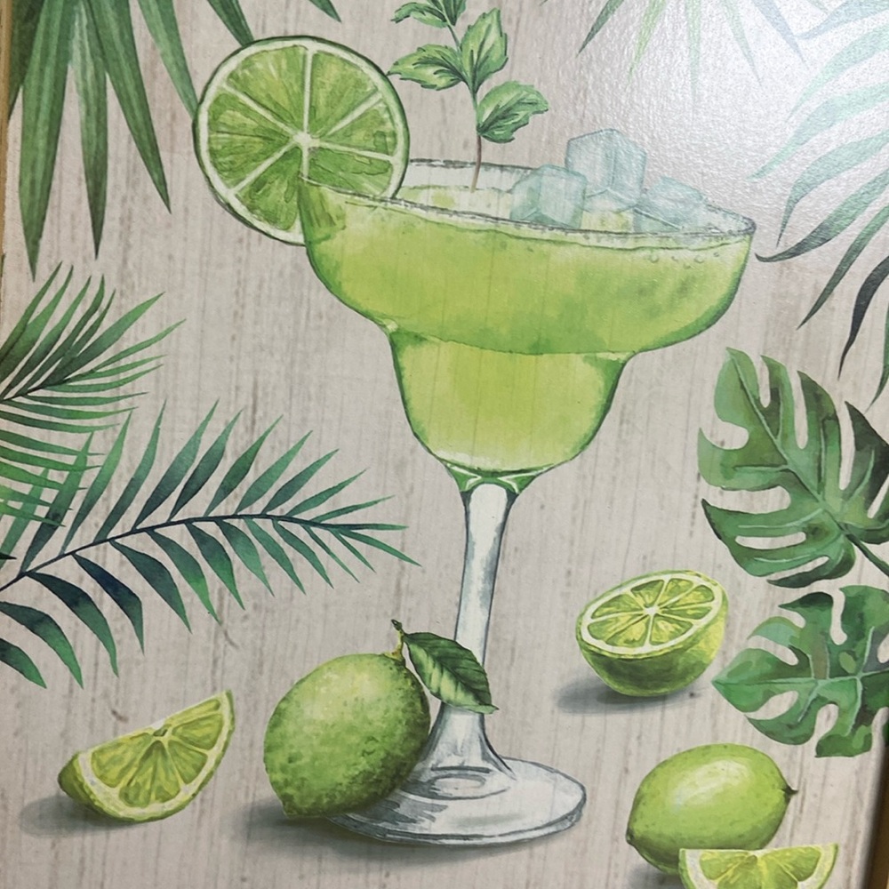 NEW! Vintage Inspired Tropical Margarita Recipe Framed Wood Sign - Picture 2 of 10